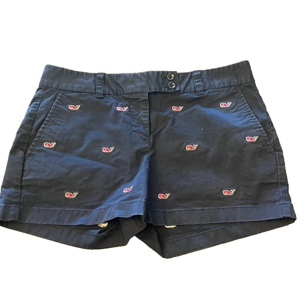 Vineyard Vines Womens Size 6 Navy Shorts /w Pink Whale Logos